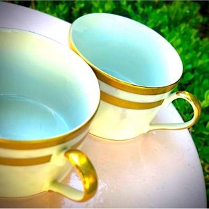 2 Original Vintage Mikasa Ivory Florentine Gold Design Cups Japan Fine China Art